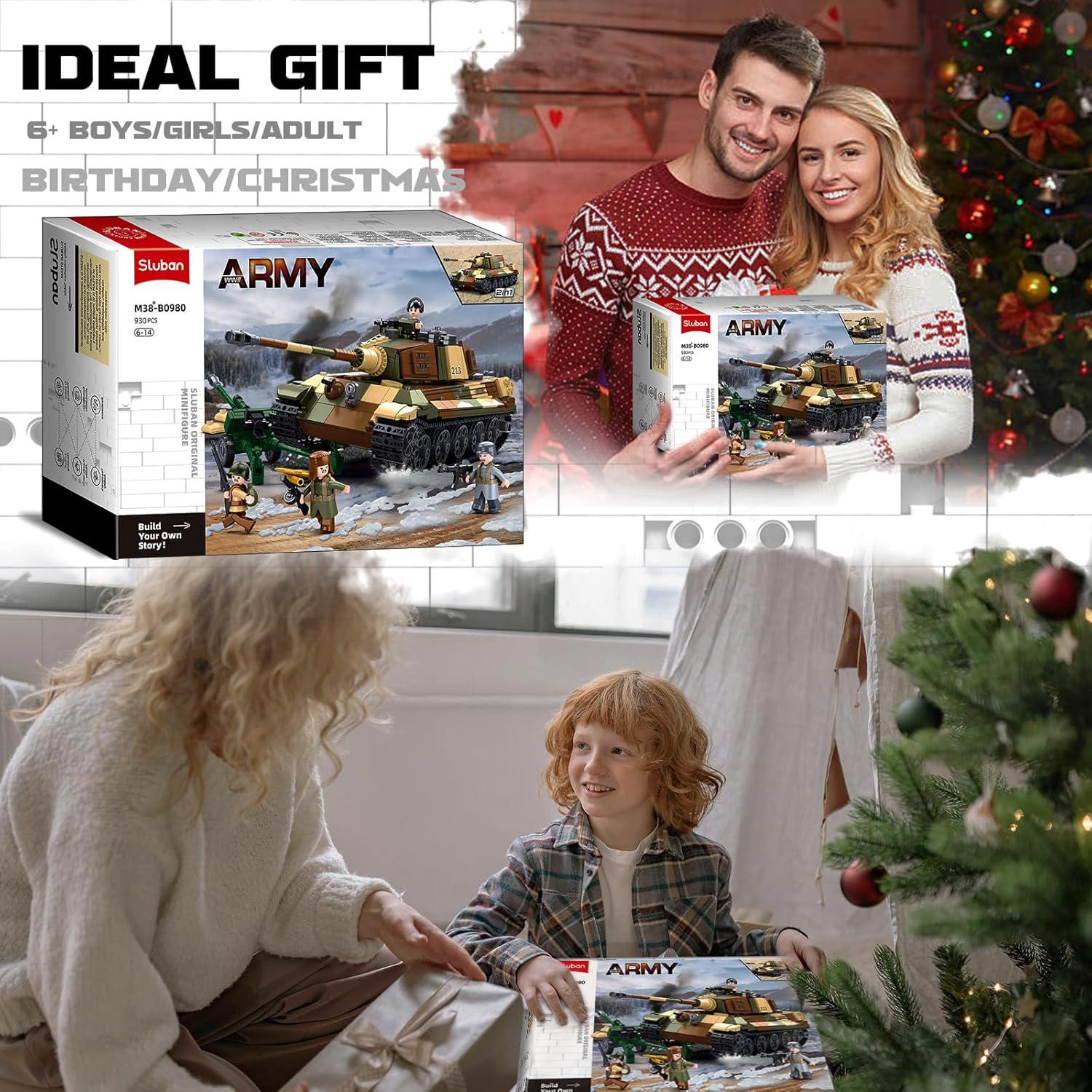 Set de Construcción Tanque Tiger II Sluban 930 PCS 2 en 1