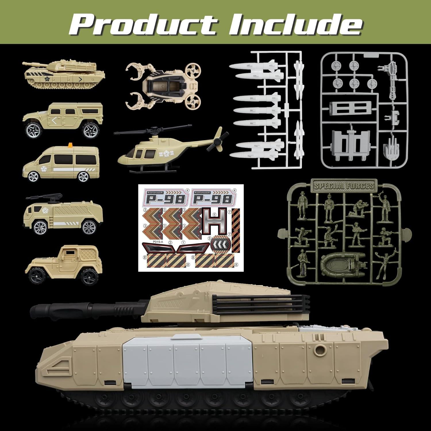 Conjunto de Juguetes de Tanque Militar XDUOYJOY 10 Vehículos