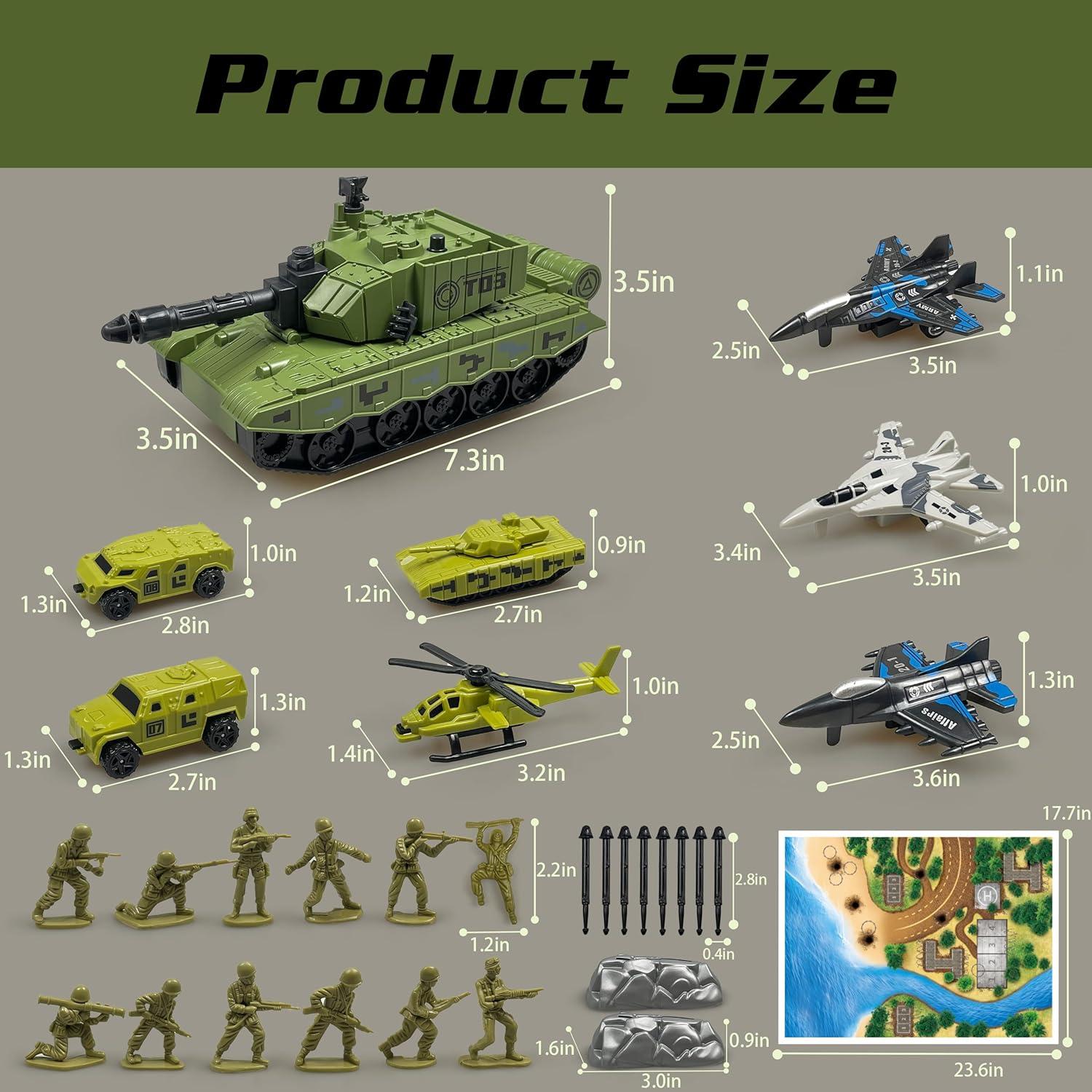 Juego de Juguete Militar Tanque Zakvenfun con 12 Soldados