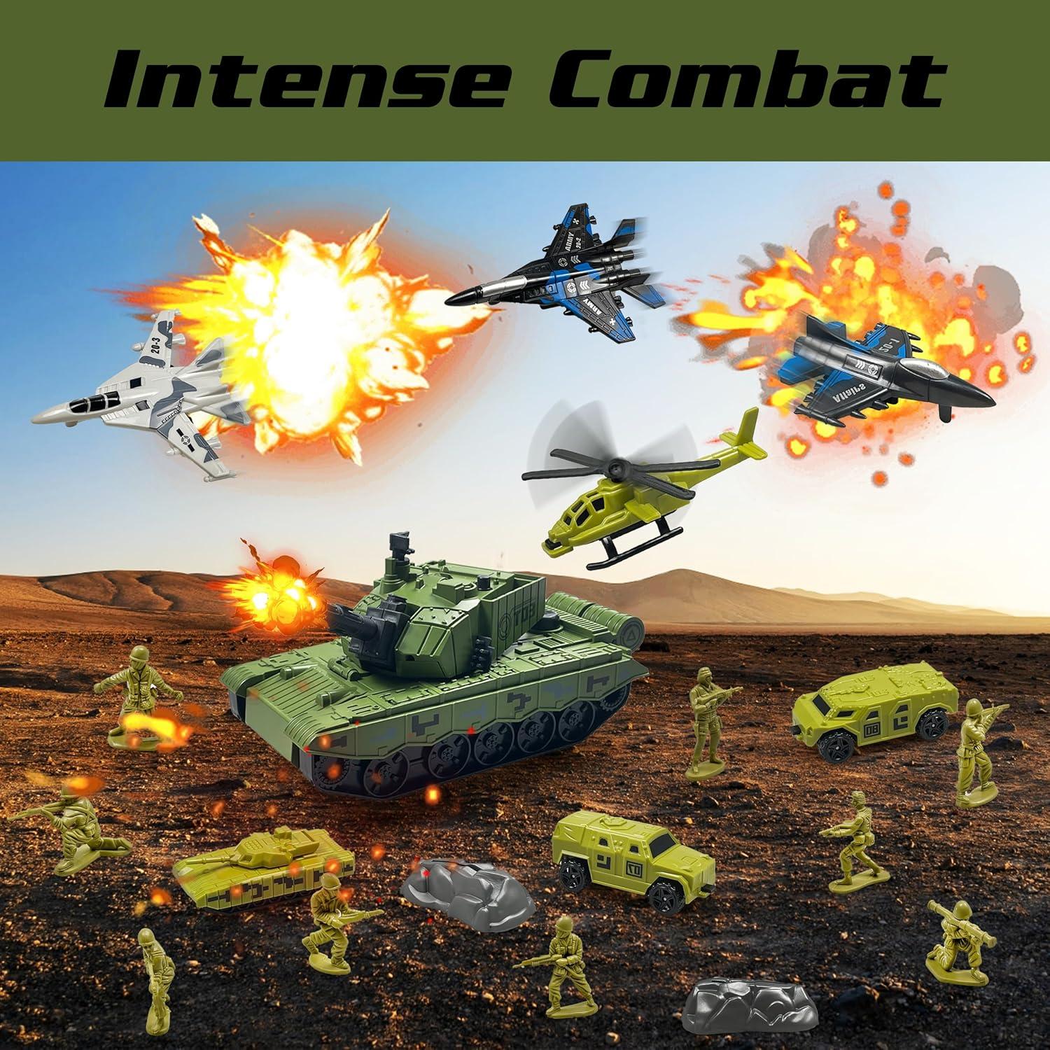 Juego de Juguete Militar Tanque Zakvenfun con 12 Soldados