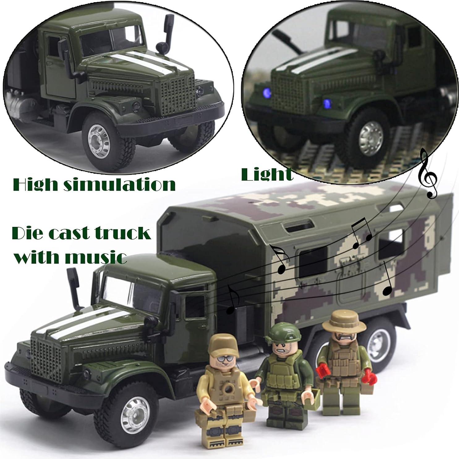 Camión Militar OTONOPI Diecast con Retroceso y Sonidos