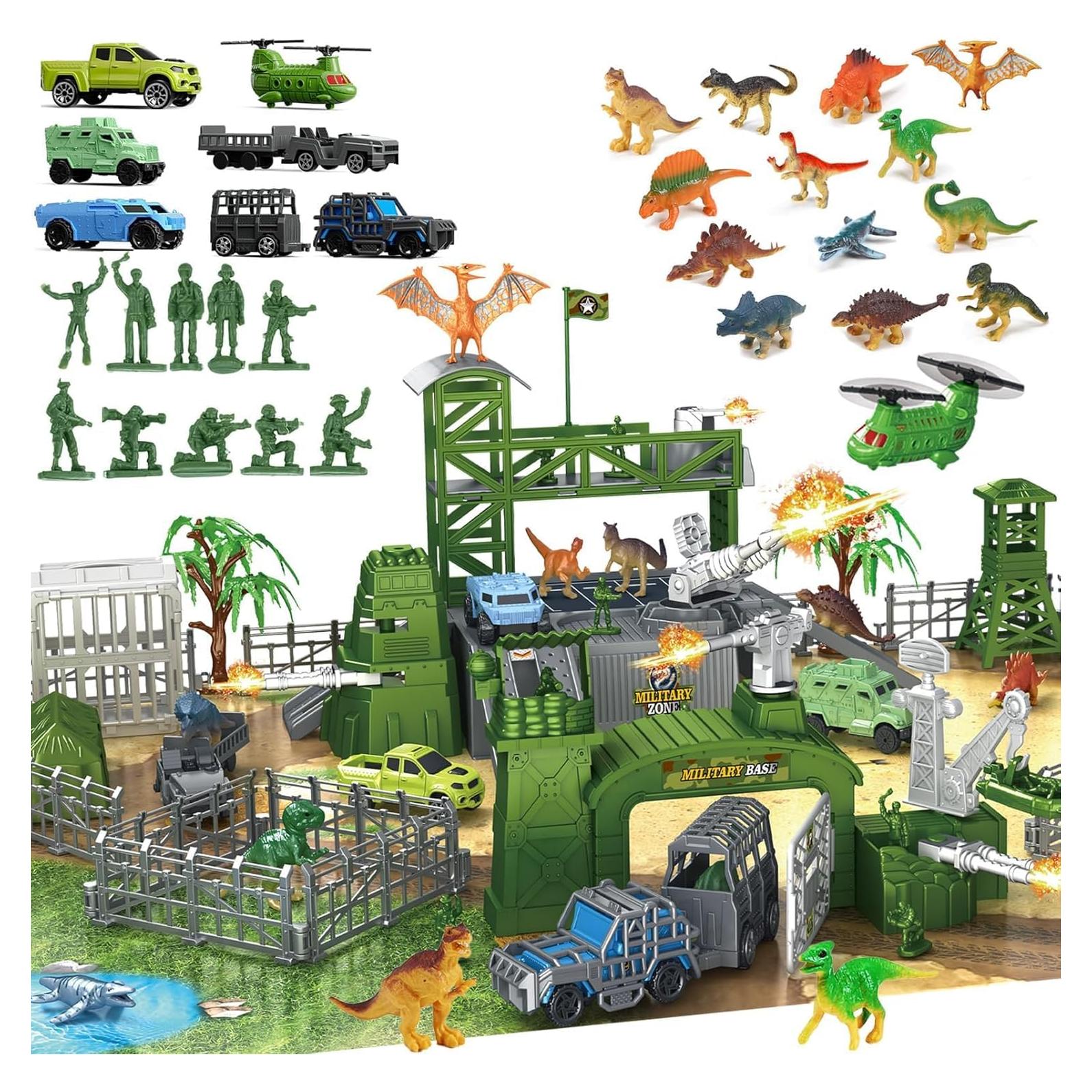 Juego de Batalla de Dinosaurios Militares Frontoytall 56 Piezas