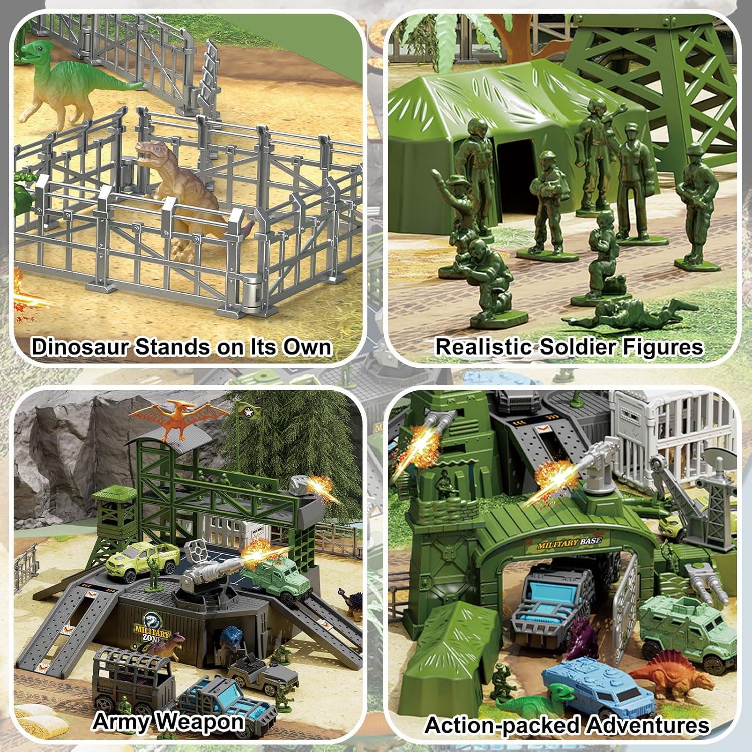 Juego de Batalla de Dinosaurios Militares Frontoytall 56 Piezas