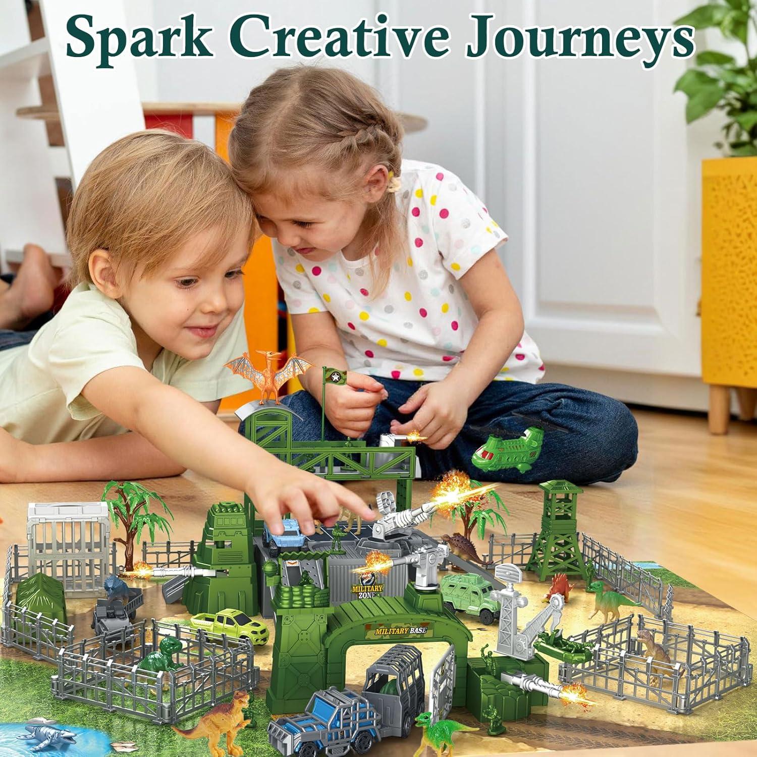 Juego de Batalla de Dinosaurios Militares Frontoytall 56 Piezas