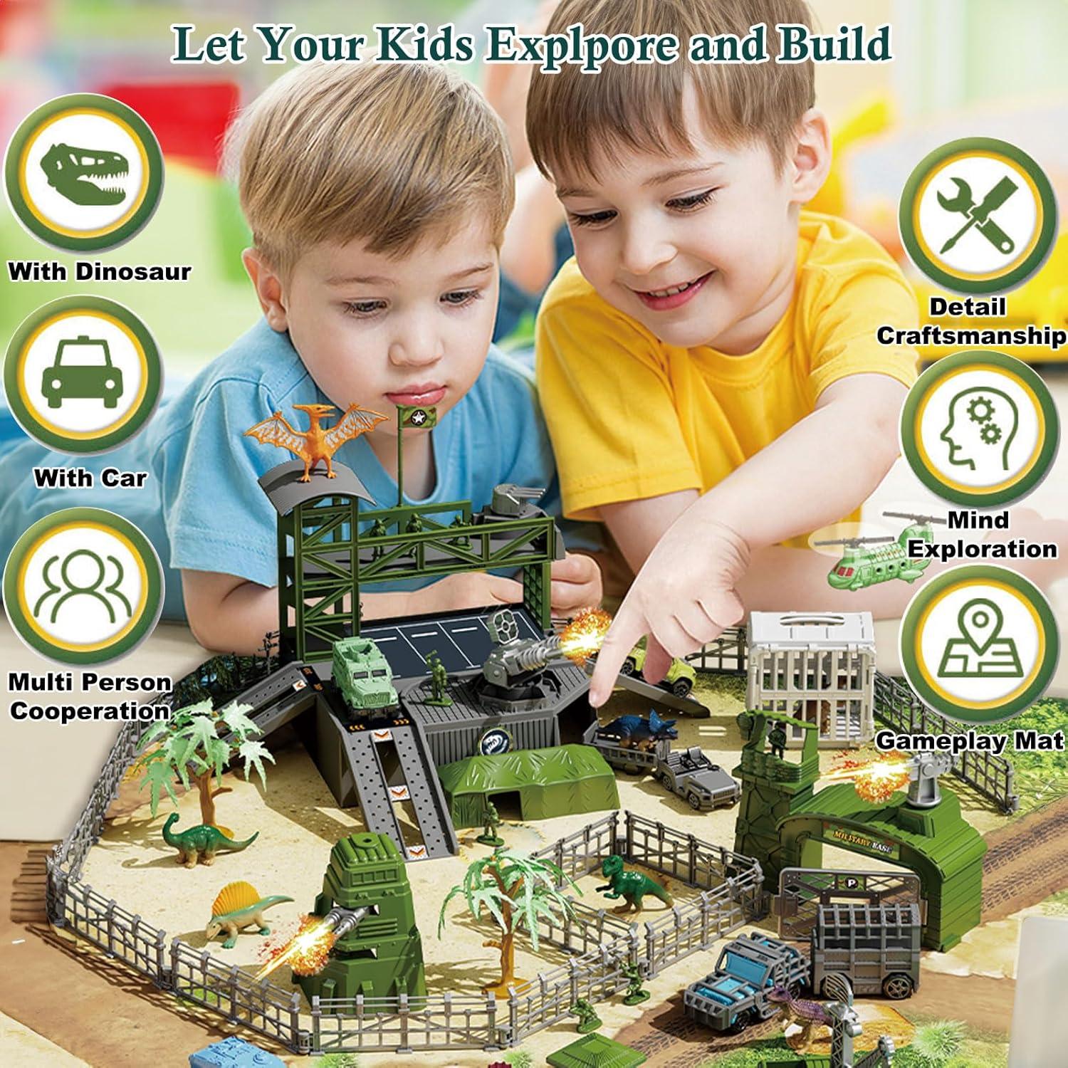 Juego de Batalla de Dinosaurios Militares Frontoytall 56 Piezas