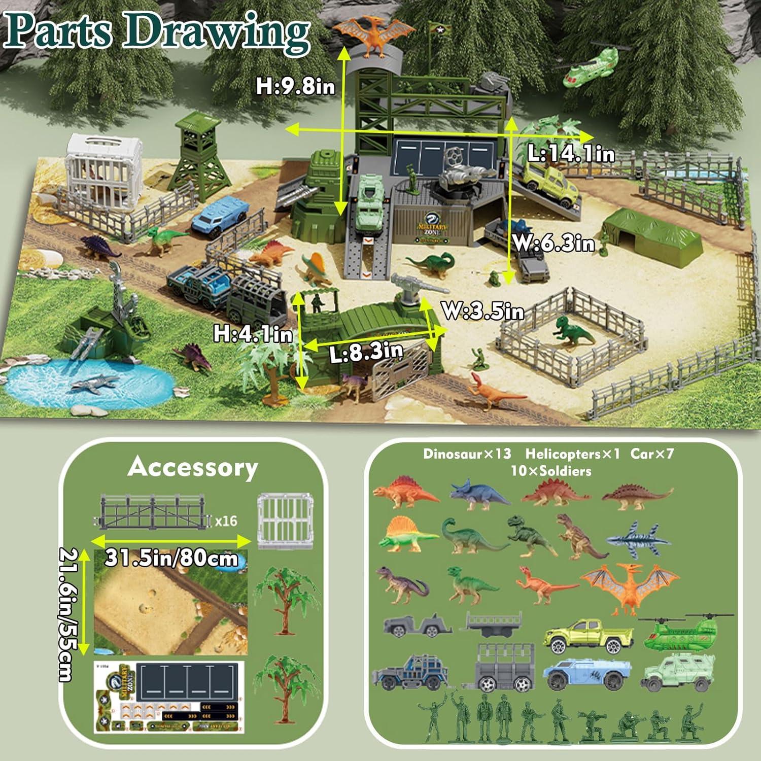 Juego de Batalla de Dinosaurios Militares Frontoytall 56 Piezas
