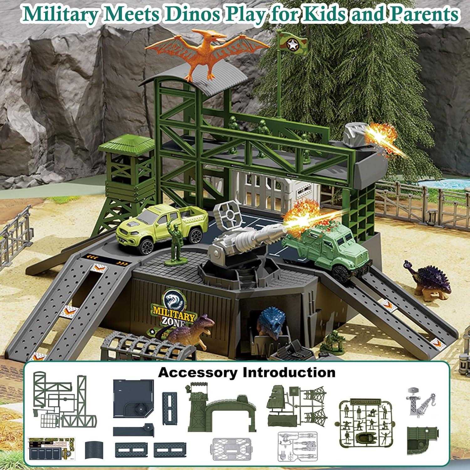Juego de Batalla de Dinosaurios Militares Frontoytall 56 Piezas