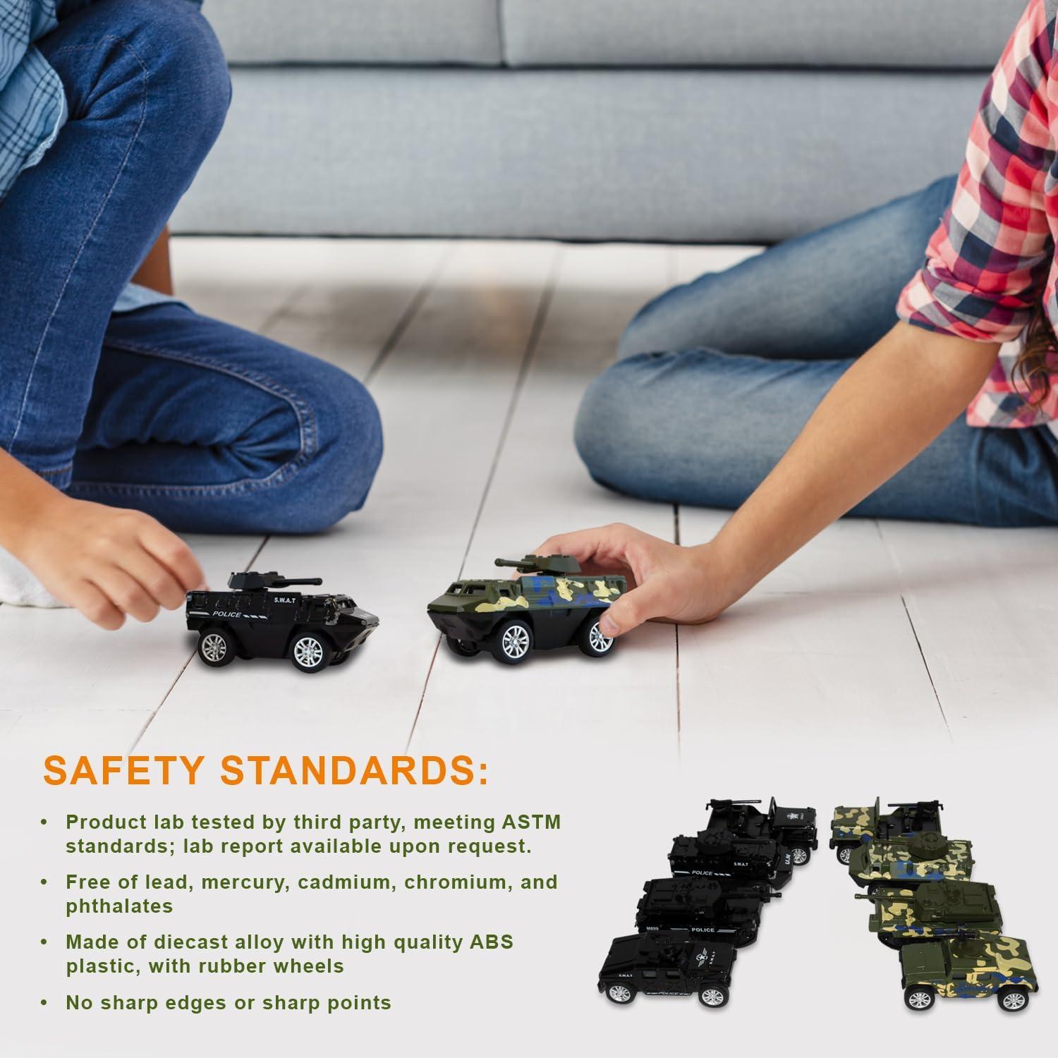 Paquete de 8 Vehículos de Juguete Militares y SWAT - Metal