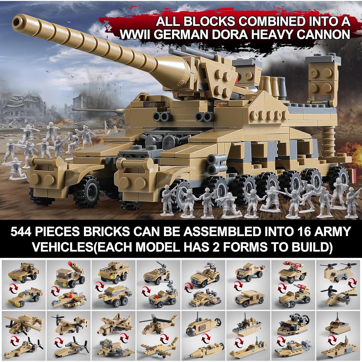 Juguete de Construcción Militar KAZI 33 en 1 con Soldados