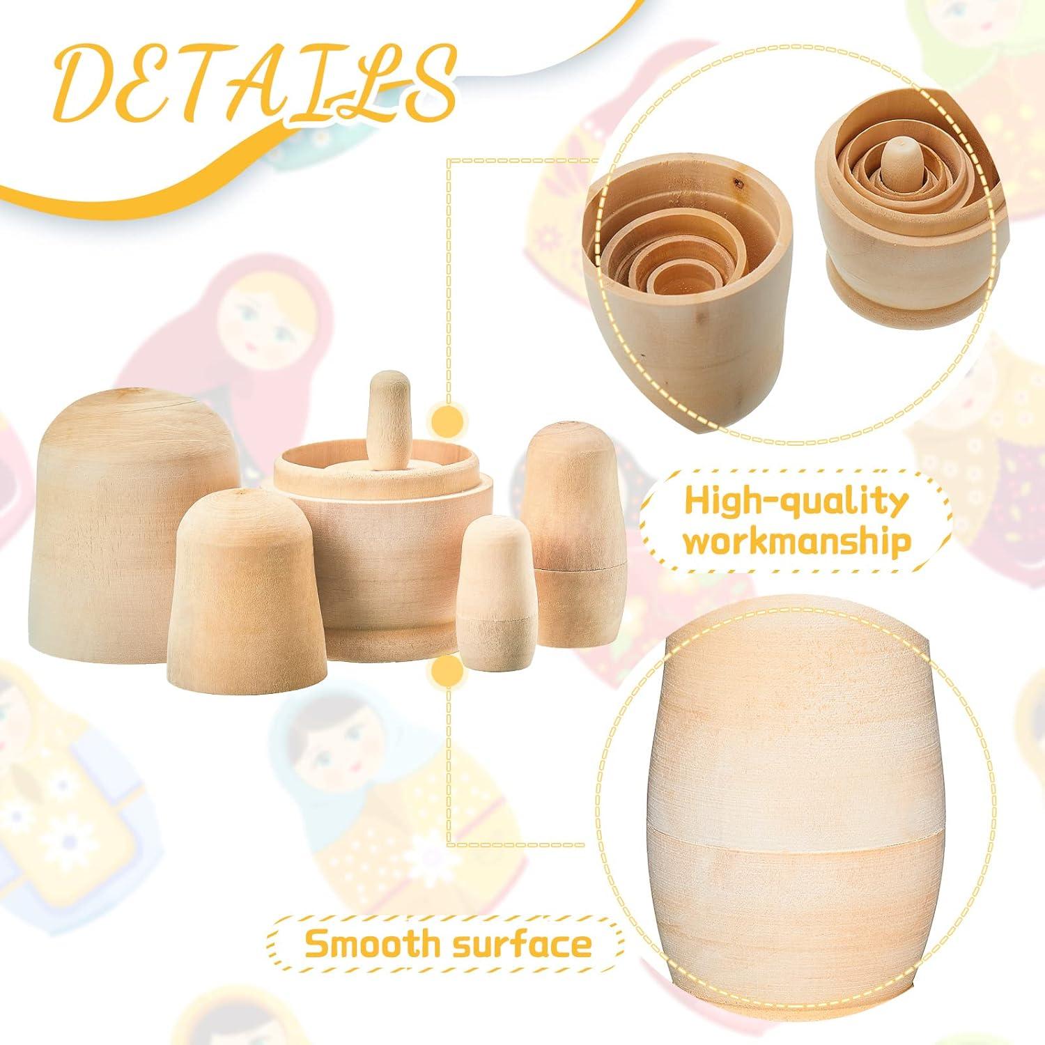 2 Juegos de Muñecas Rusas de Madera Sin Pintar 11.4 cm