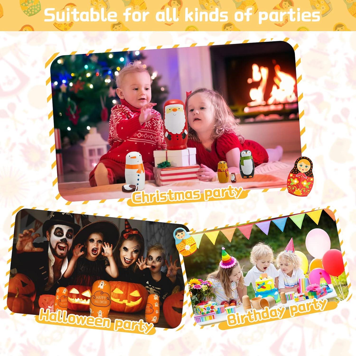 2 Juegos de Muñecas Rusas de Madera Sin Pintar 11.4 cm