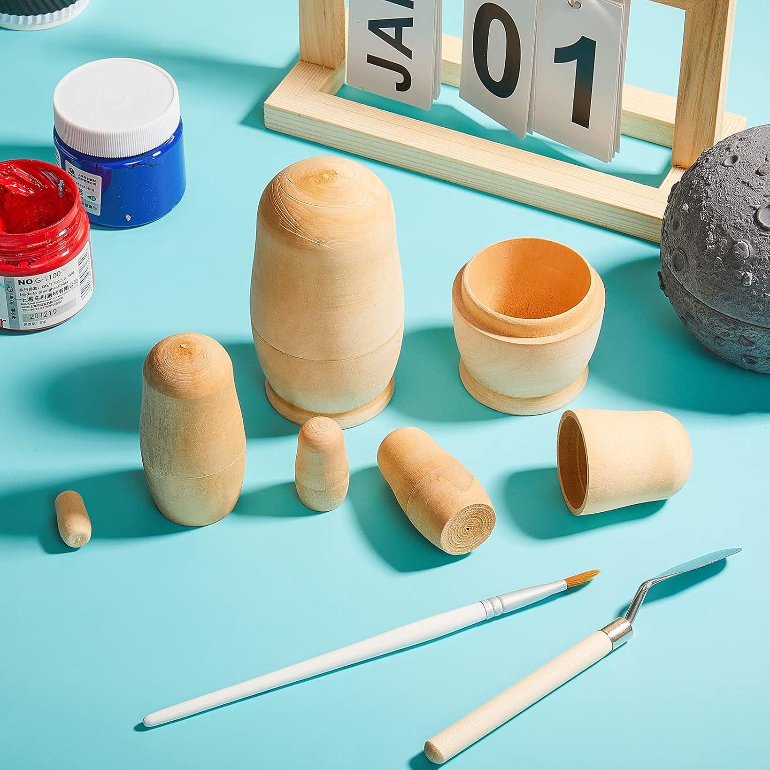 2 Juegos de Muñecas Rusas de Madera Sin Pintar 11.4 cm