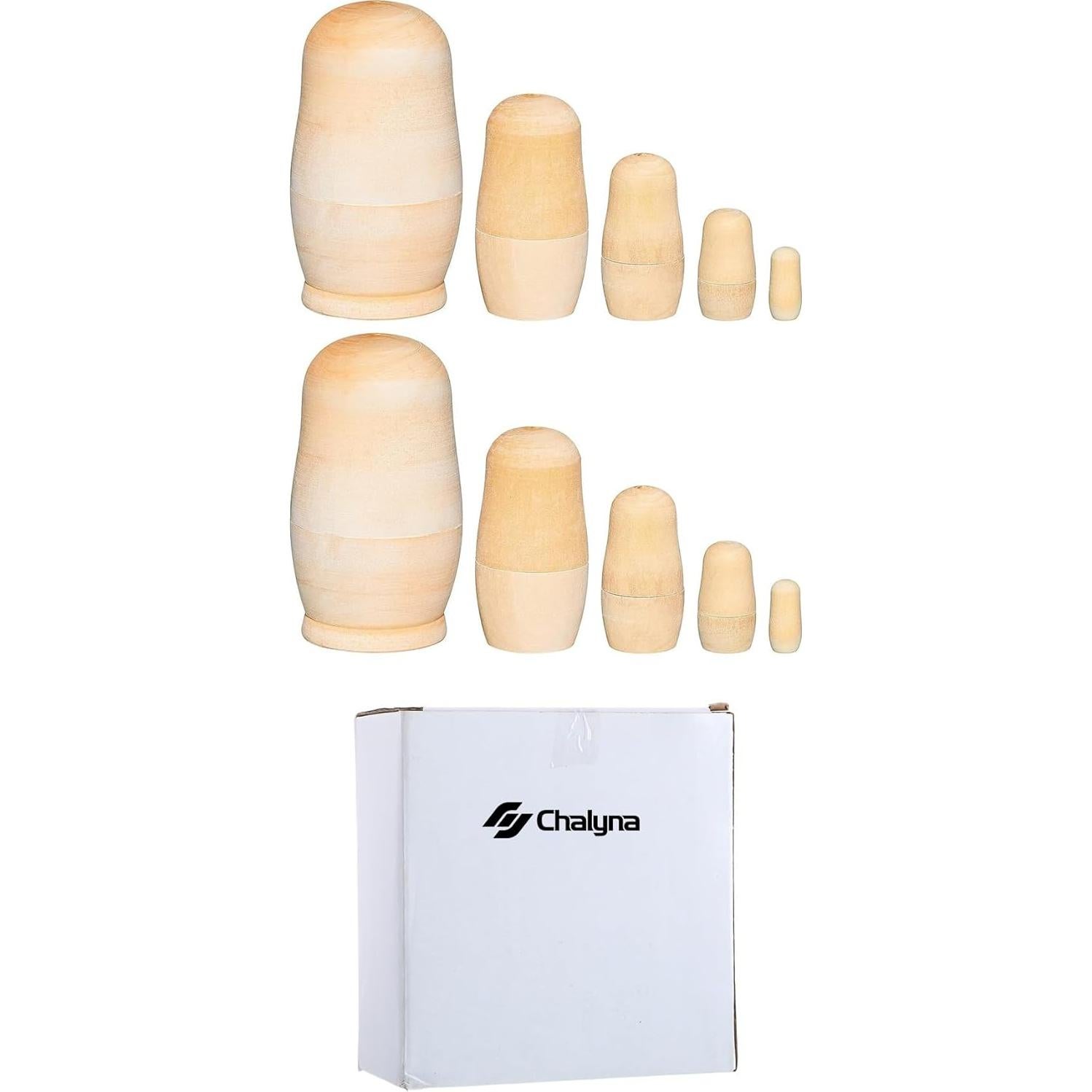 2 Juegos de Muñecas Rusas de Madera Sin Pintar 11.4 cm