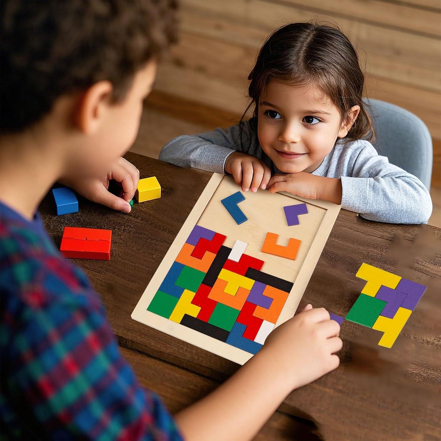 Rompecabezas de Bloques de Madera 3 Nutrias 2 Juegos Educativos