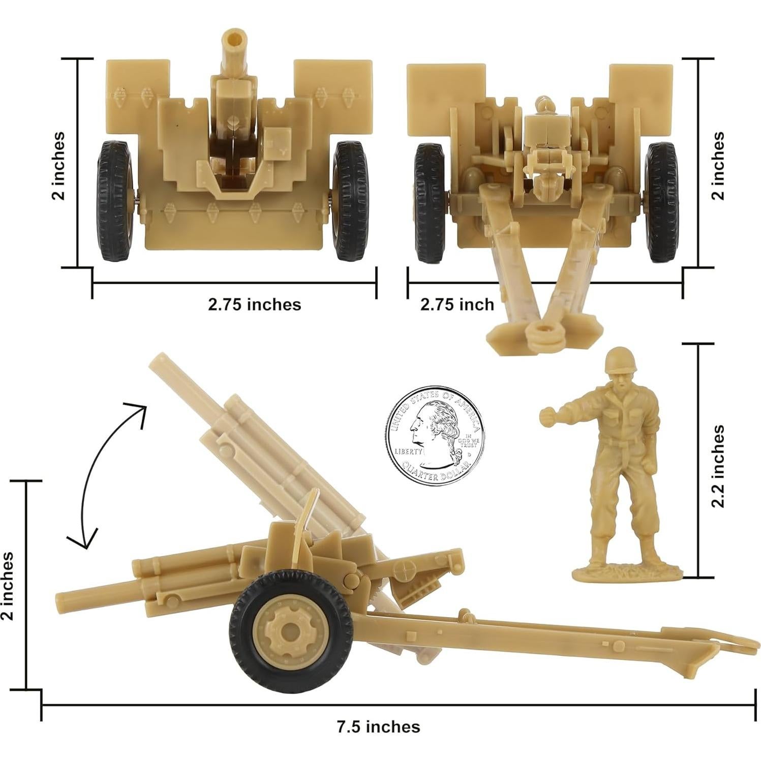 Set de Artillería BMC Toys WW2 EE.UU. 12 Figuras y Howitzers