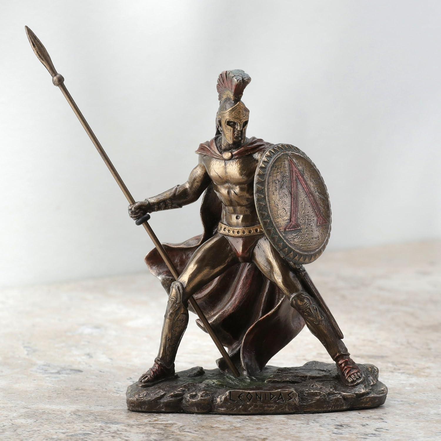 Figurita Guerrero Espartano Leonidas Veronese 10.16 cm Resina Bronce