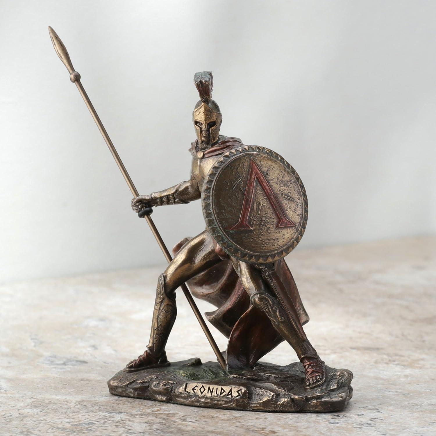 Figurita Guerrero Espartano Leonidas Veronese 10.16 cm Resina Bronce