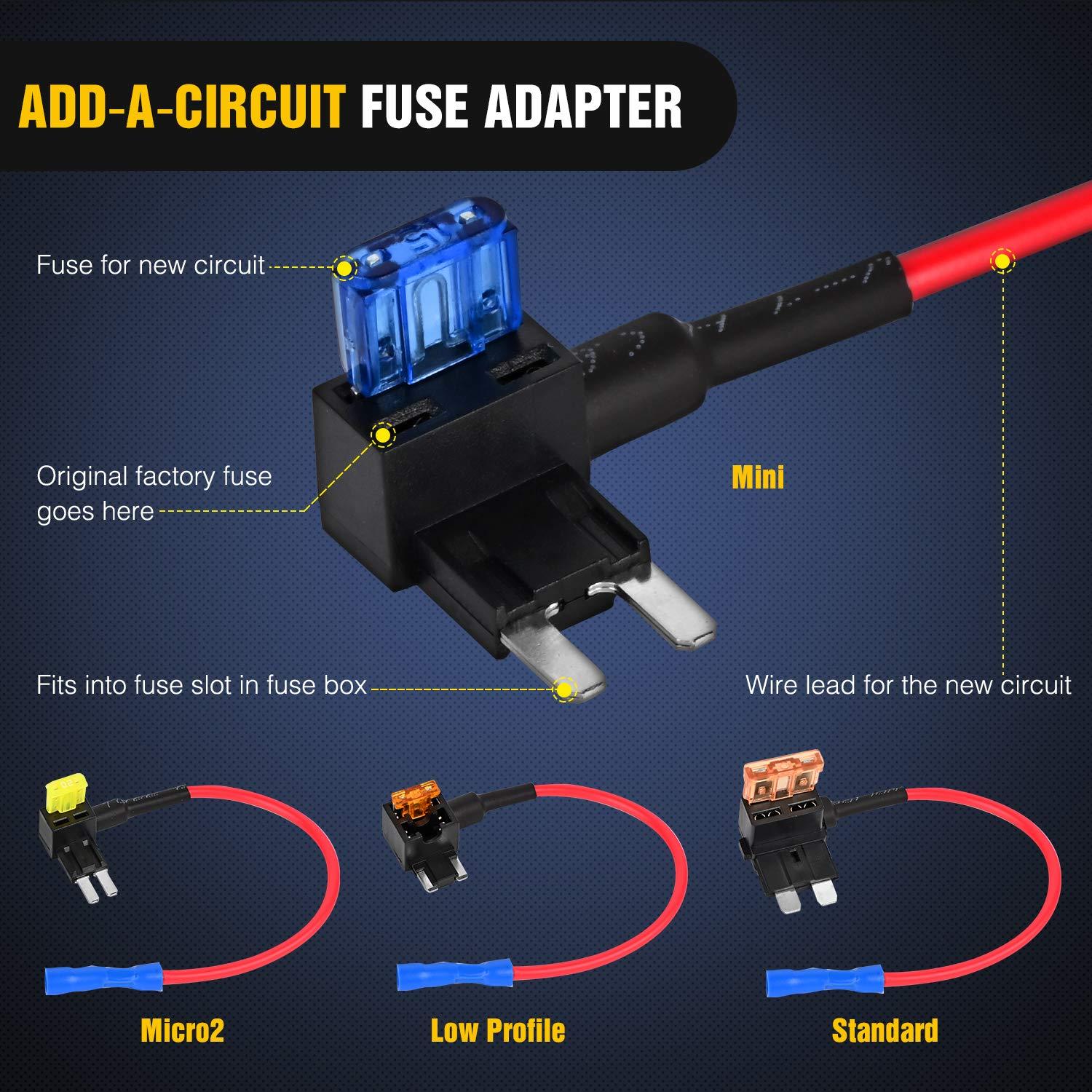 Adaptador de Circuito 12V Nilight 12 Paquete Fusibles Estándar