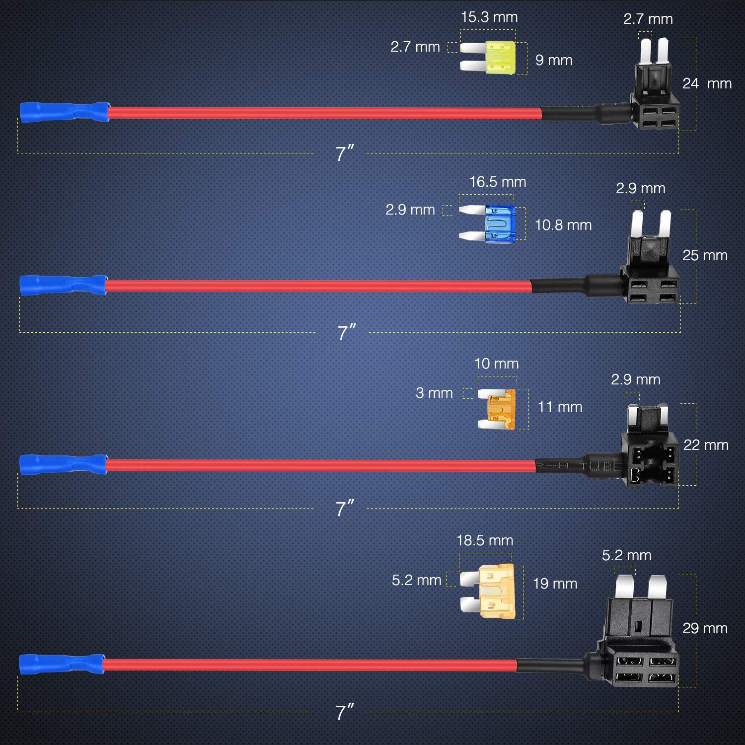 Adaptador de Circuito 12V Nilight 12 Paquete Fusibles Estándar