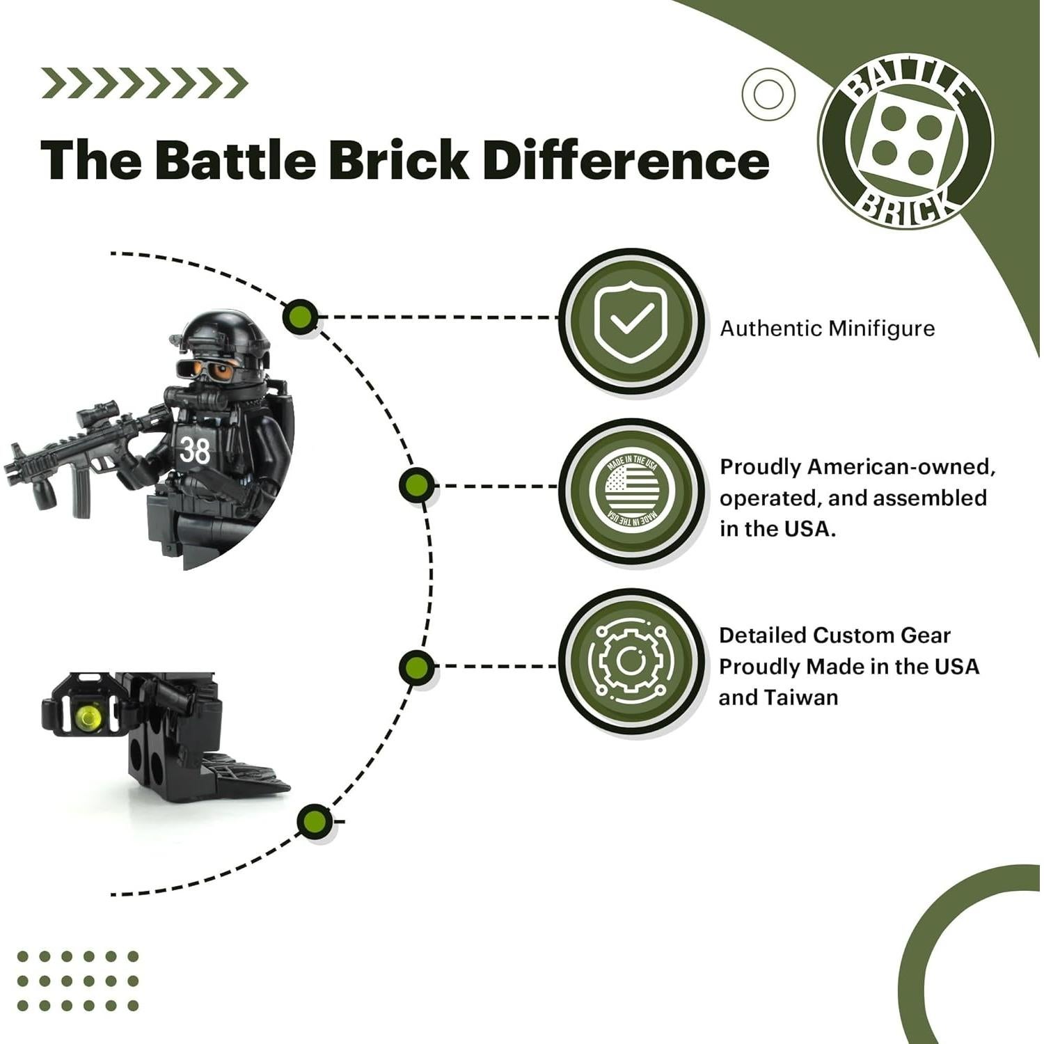 Minifigura Coleccionable Buceador Navy Seal Battle Brick 4cm