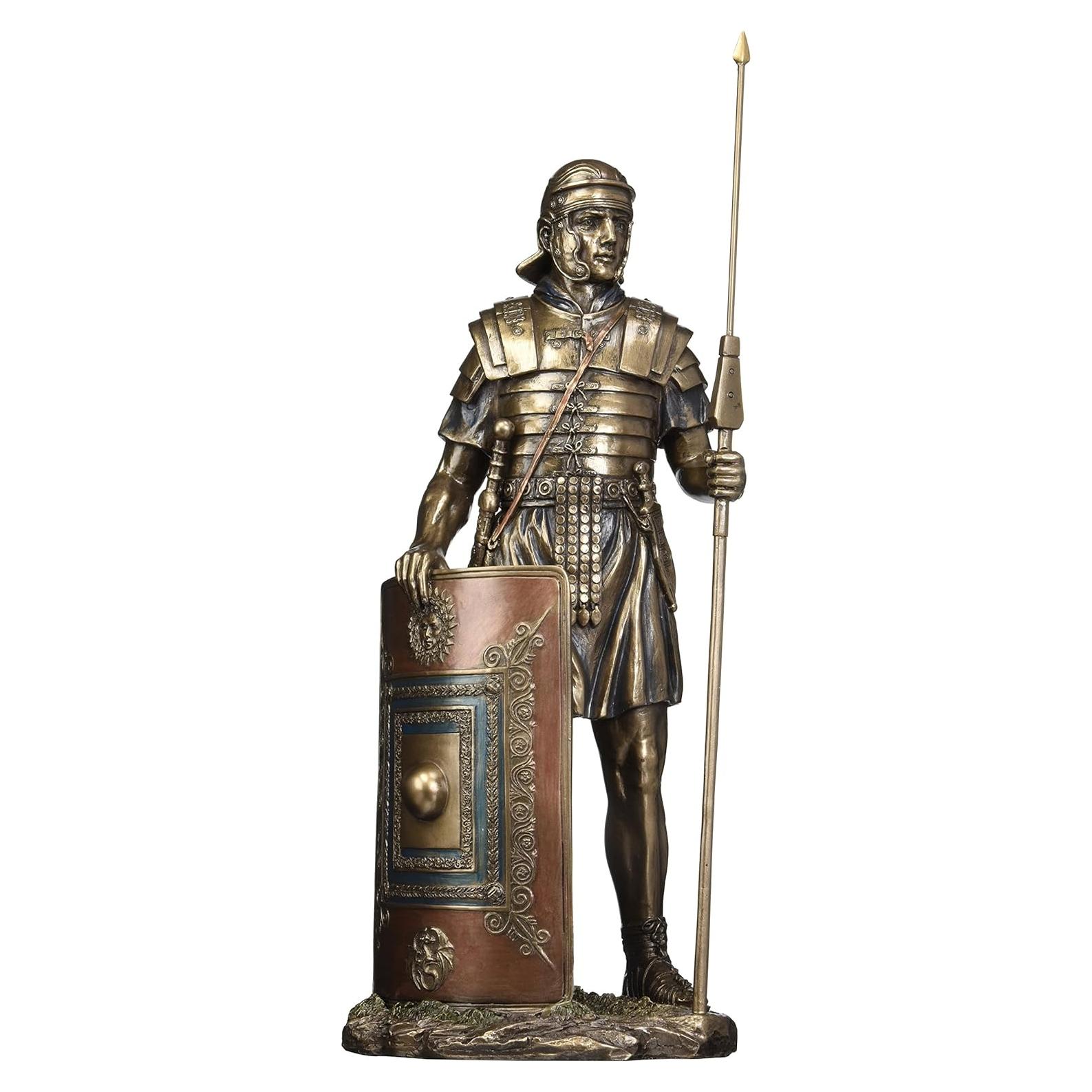 Figura de Soldado Romano 36.4 cm Bronce Frío con Jabalina