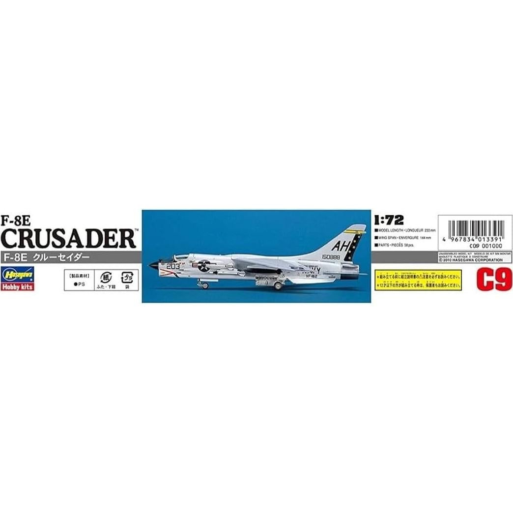 Modelo de avión Hasegawa F-8E Crusader 1:72 sin pintar
