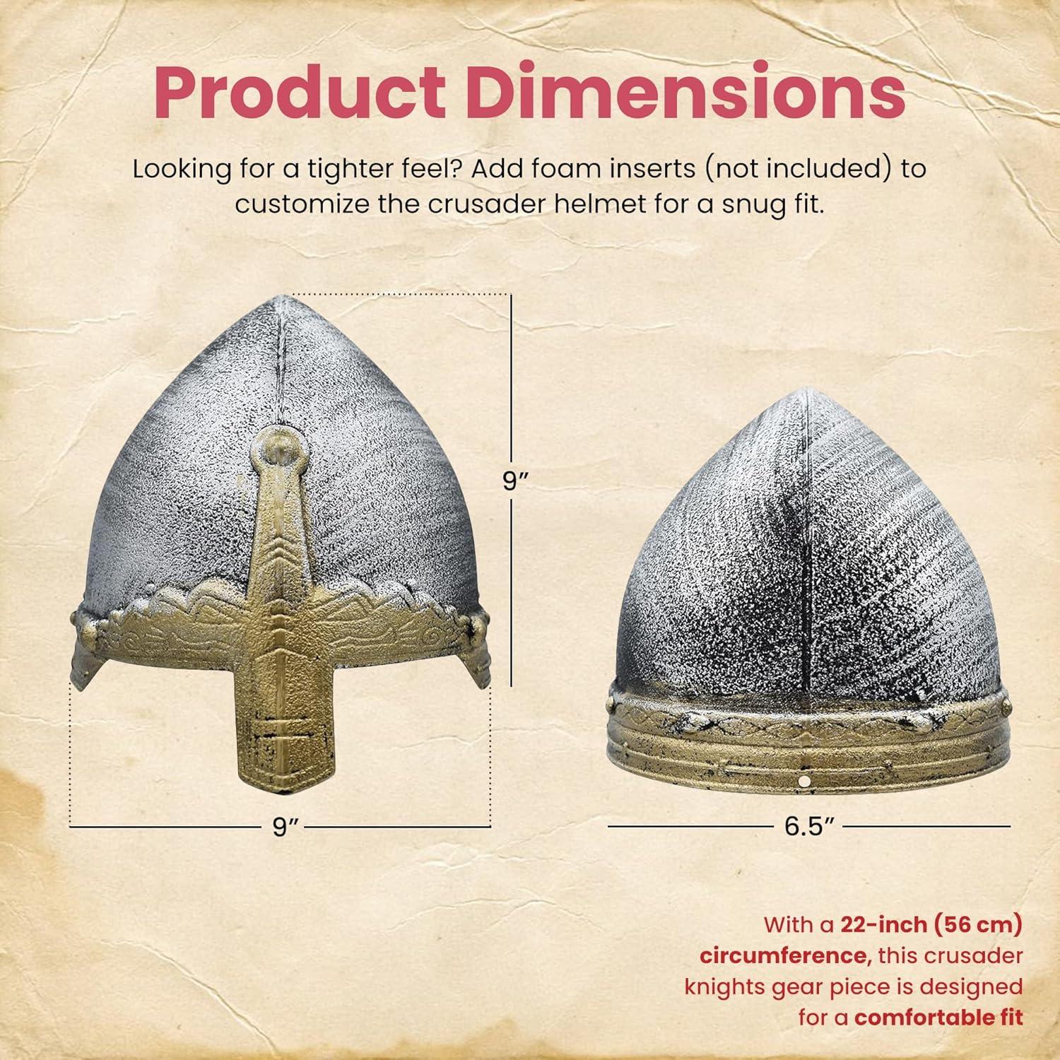 Casco Medieval para Niños Nicky Bigs - Cruzado Plateado 56 cm