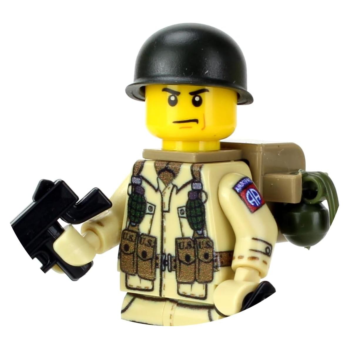 Minifigura Paracaidista Ejército EE. UU. WW2 82ª Aerotransportada Battle Brick