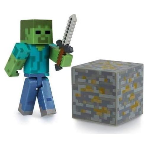 Figura de Zombi Minecraft Jazwares 7.62 cm con Bloque de Hierro