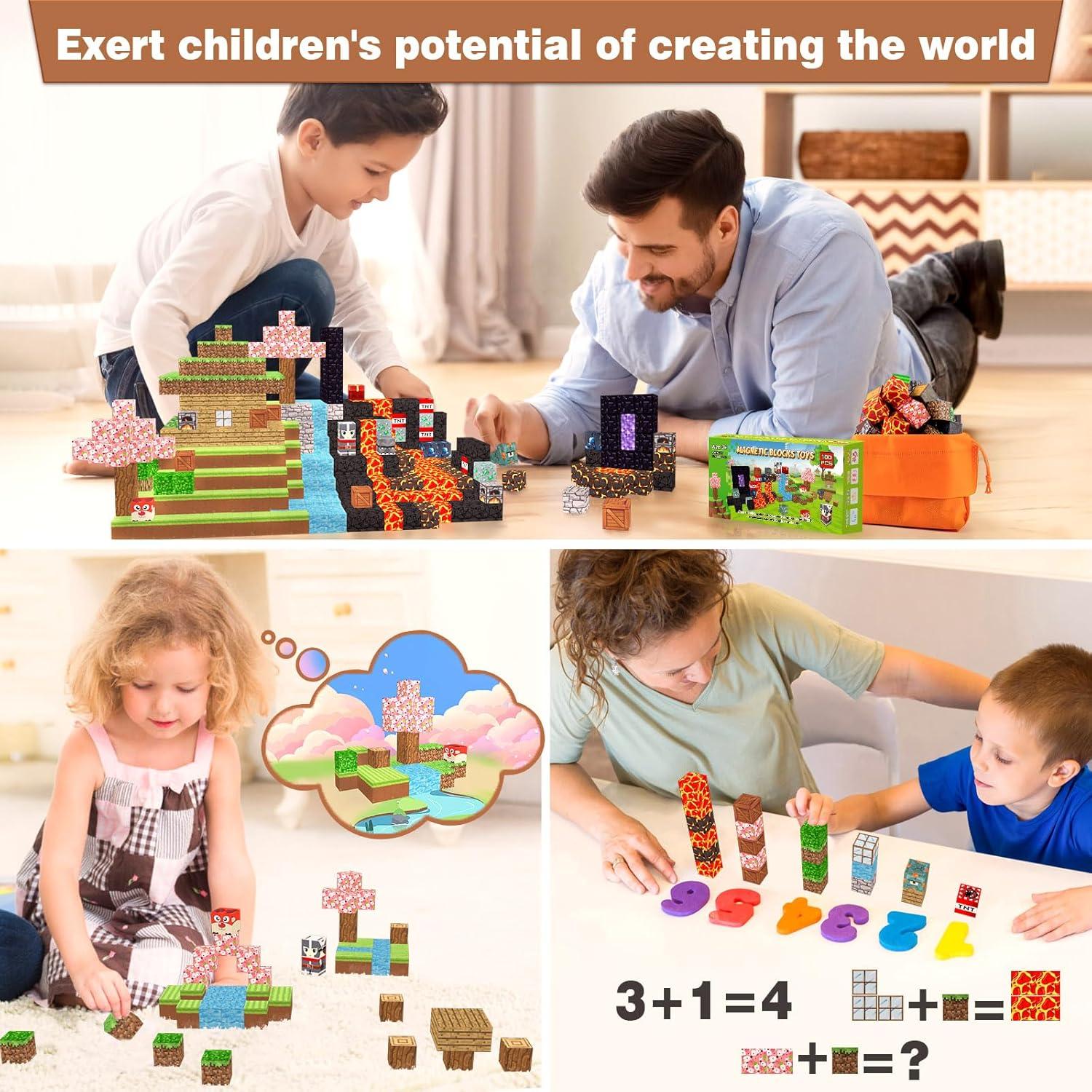 Set de Bloques Magnéticos 100PCS YuanPing - Juego STEM 3+