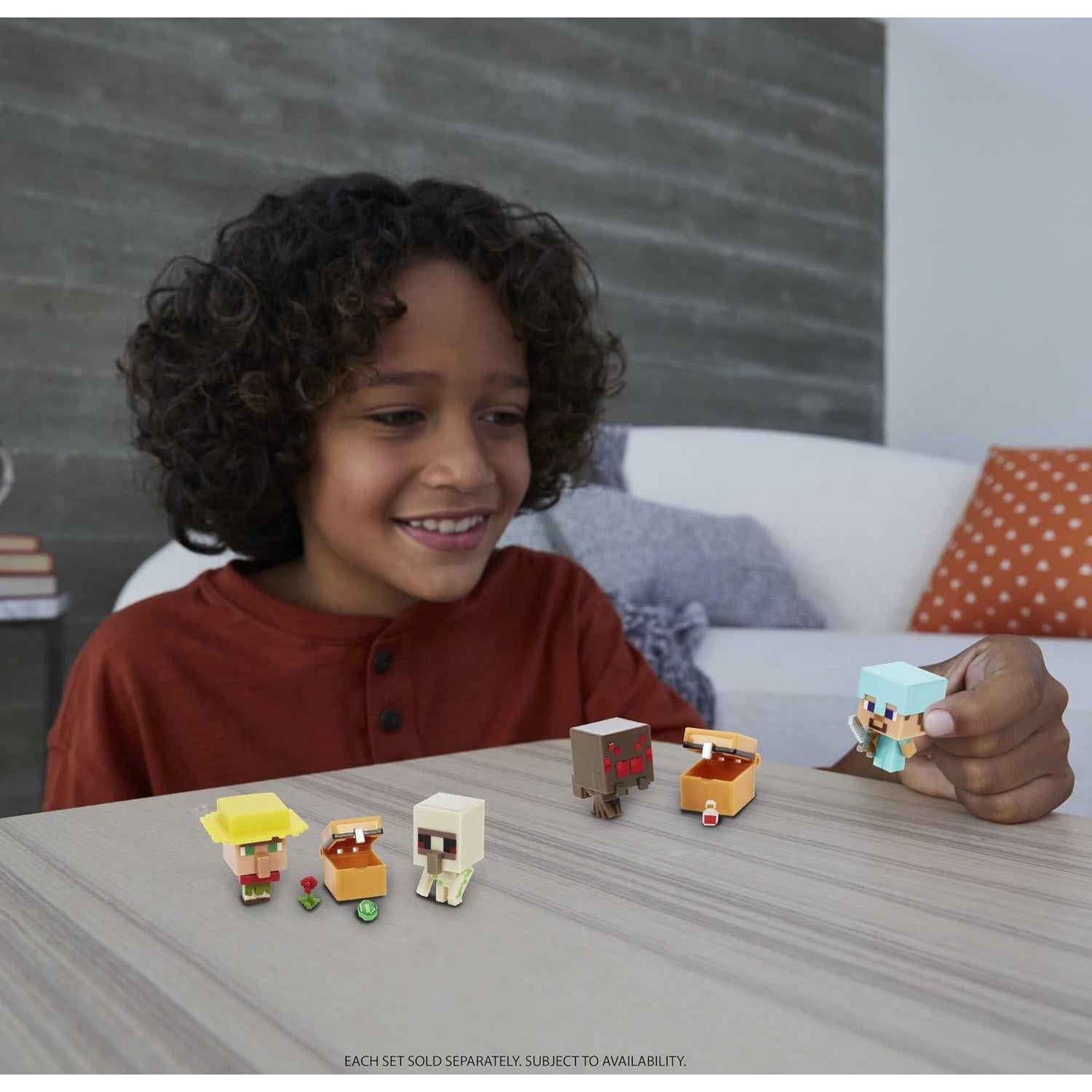 Minecraft Cabeza de Mob Minis Steve y Araña - Paquete Cazador