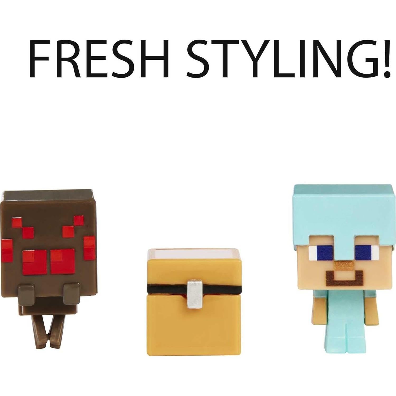 Minecraft Cabeza de Mob Minis Steve y Araña - Paquete Cazador