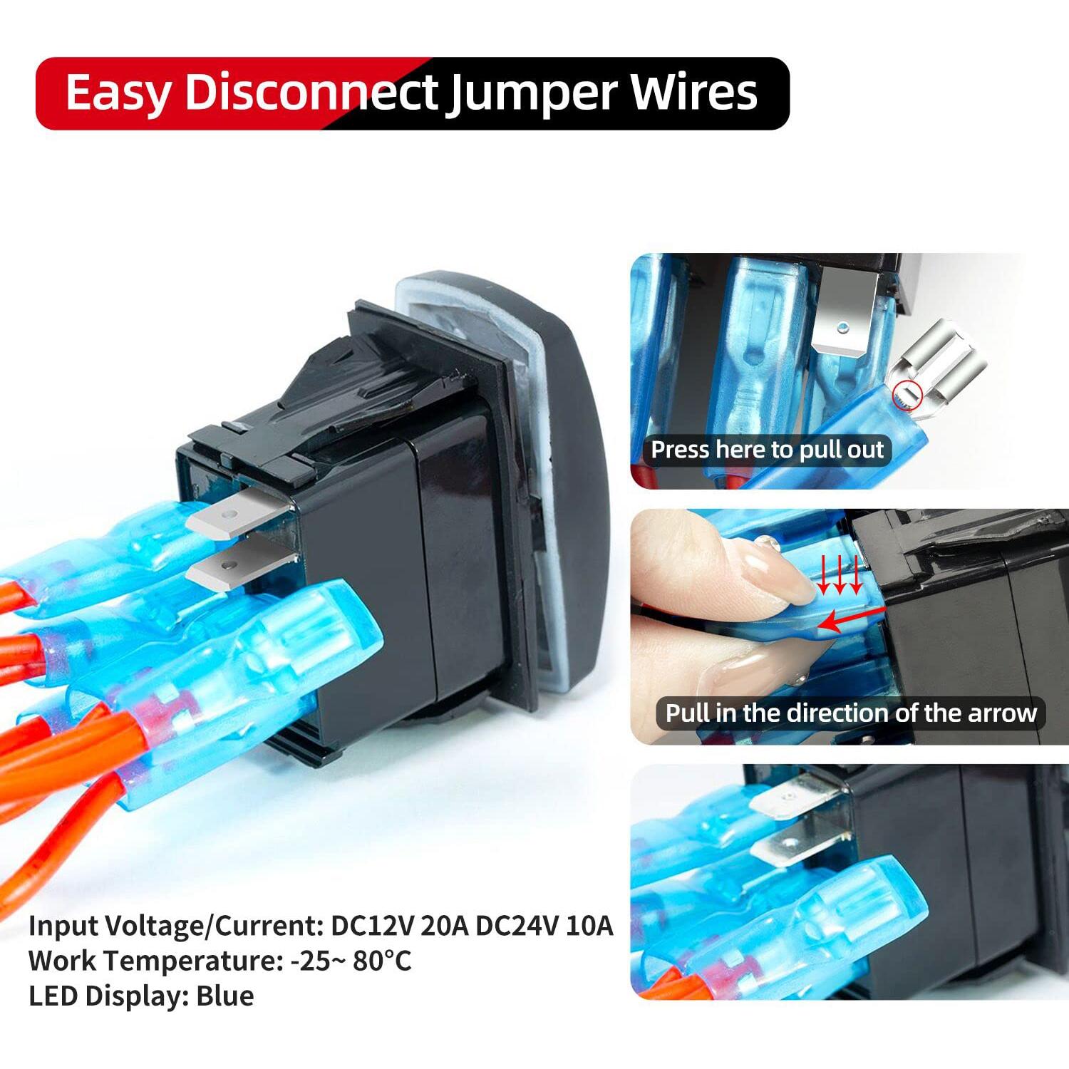 Panel de Aluminio 2 Gang FXC Rocker Interruptores Azul 12V/24V