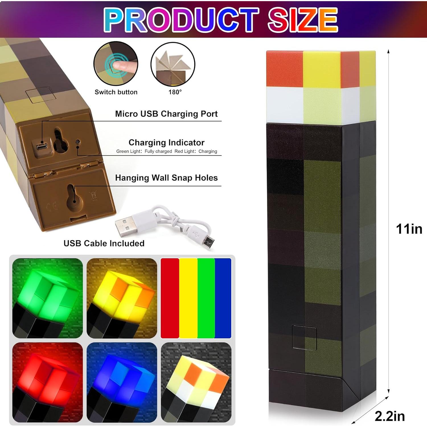 Lámpara de Antorcha LED Recargable USB Arrasu 27.94cm 4 Colores