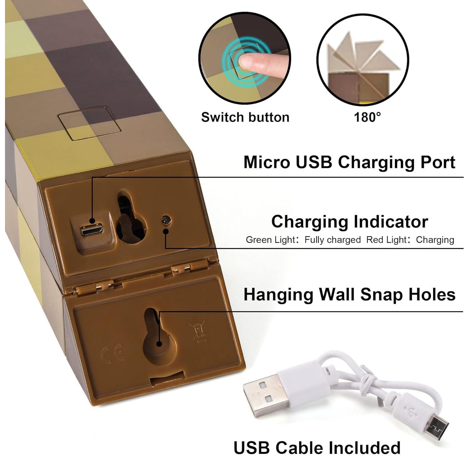 Lámpara de antorcha LED recargable USB Arrasu 27.94 cm amarilla