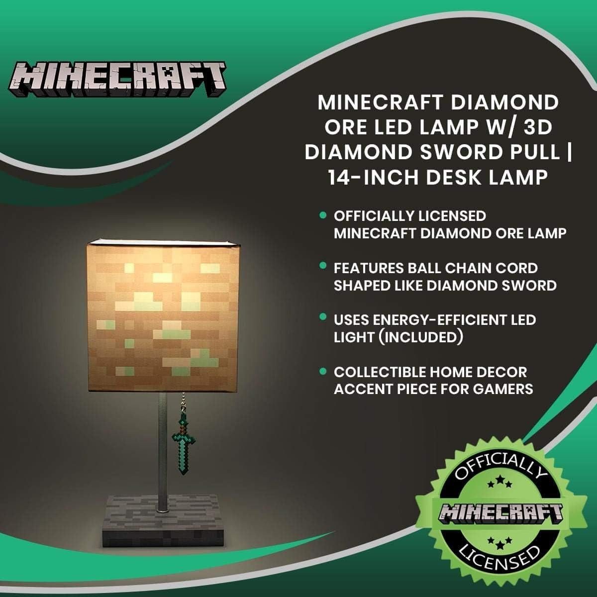 Lámpara LED Minecraft Bloque Diamante 35.56 cm con Espada