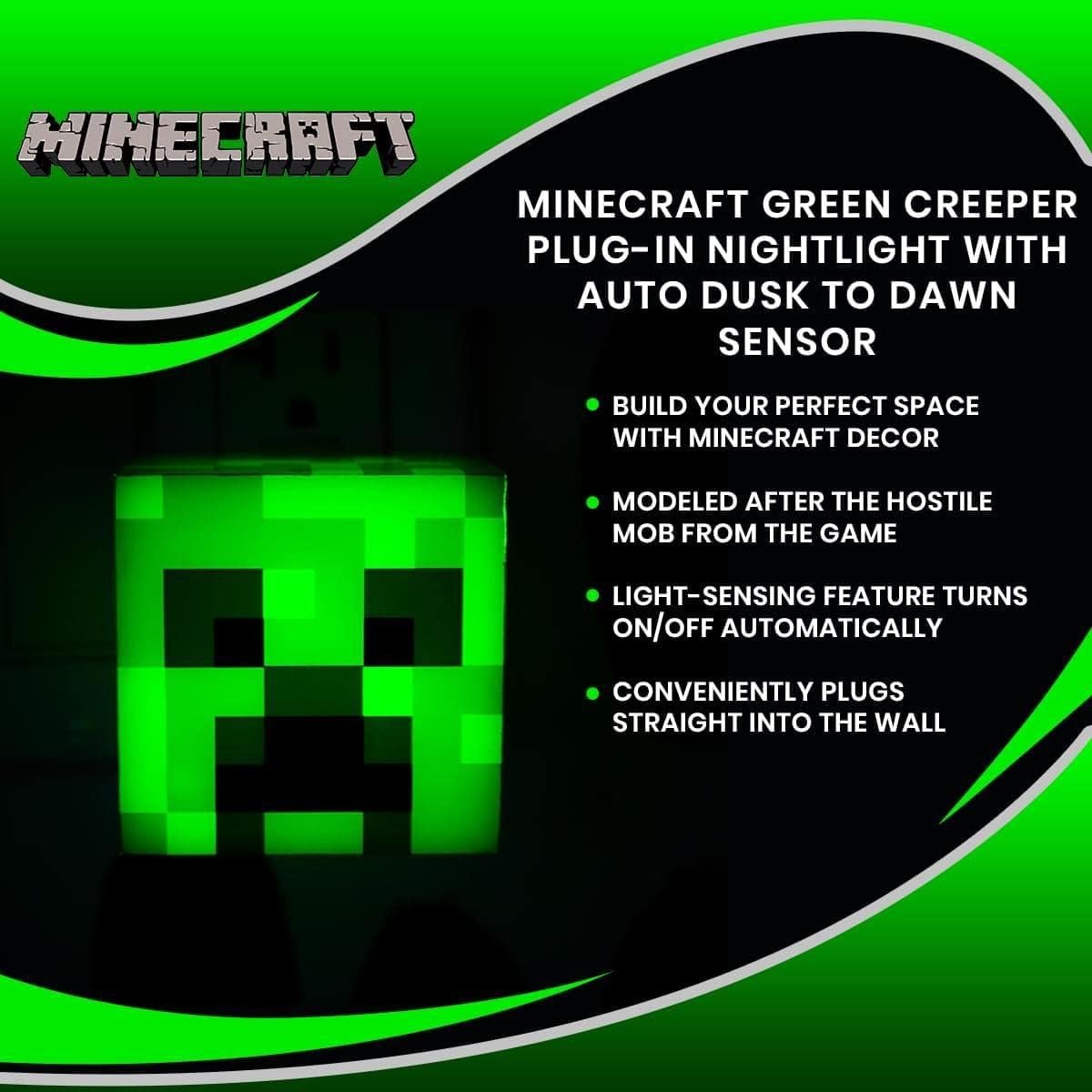 Luz Nocturna Creeper Minecraft LED con Sensor Automático 18cm