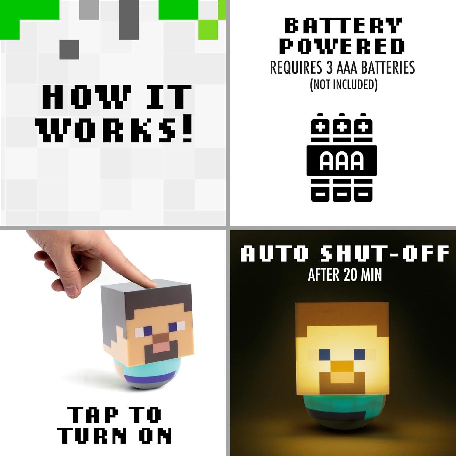 Luz Nocturna Steve Minecraft Paladone 12cm Multicolor