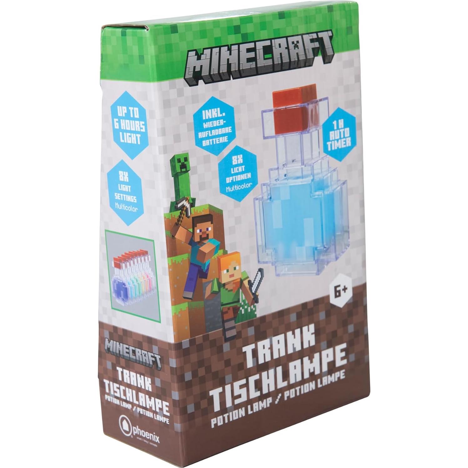 Lámpara Nocturna LED Minecraft Poción 17.78 cm 8 Colores USB