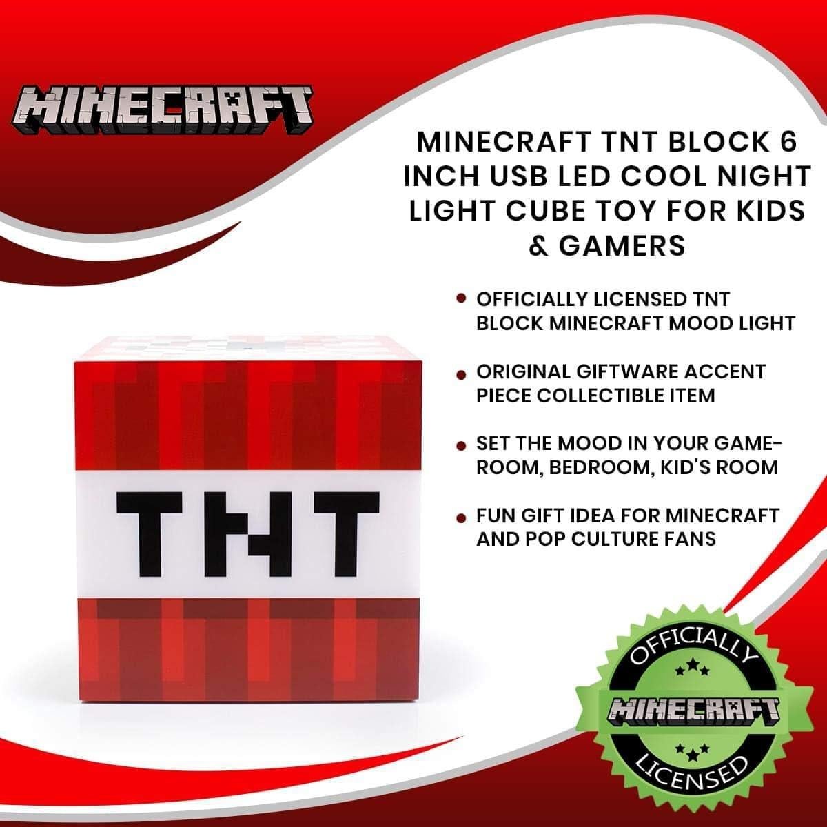 Lámpara de Ambiente LED Bloque TNT Minecraft 15 cm Rojo