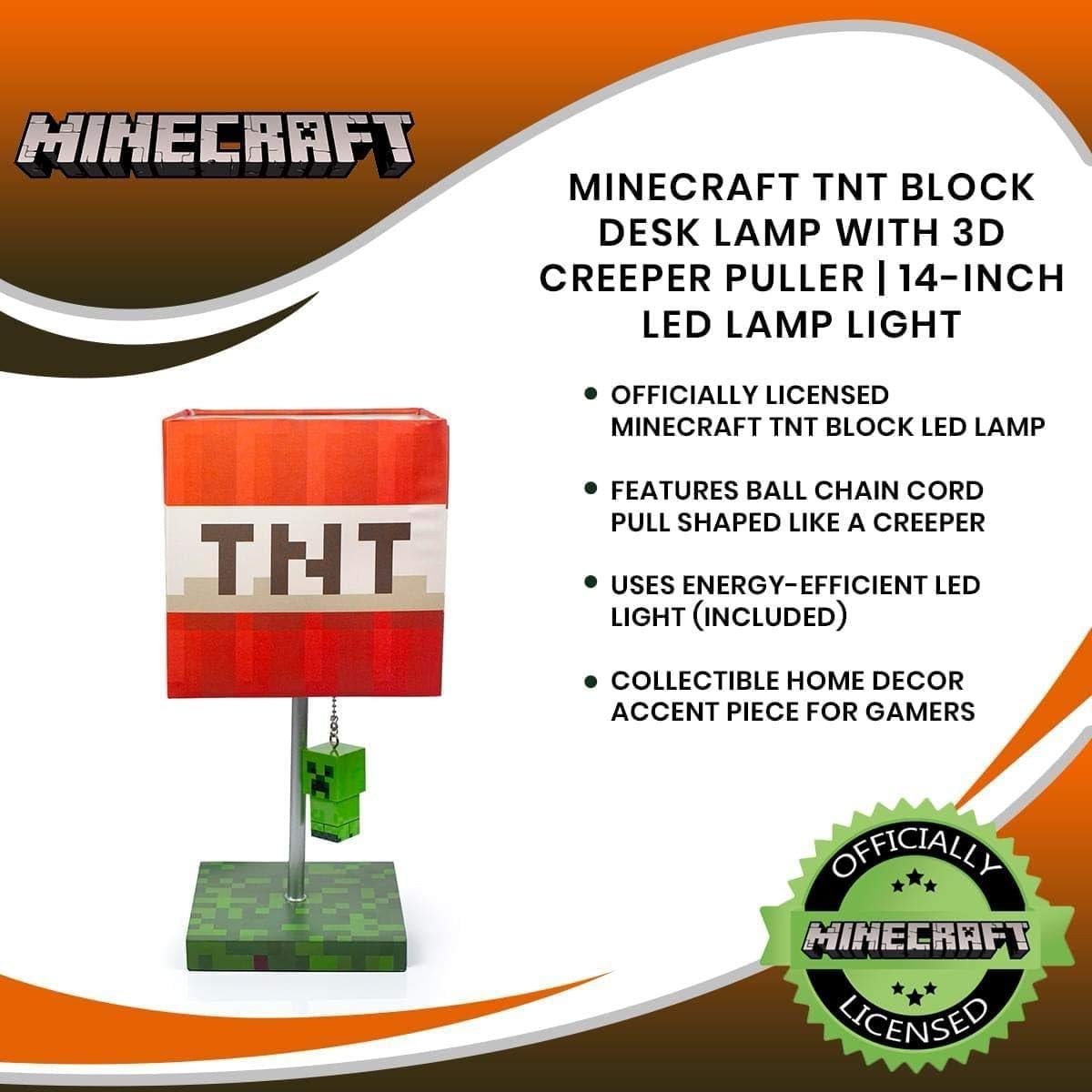 Lámpara de Escritorio LED Minecraft Creeper 3D 75.5x46.8cm