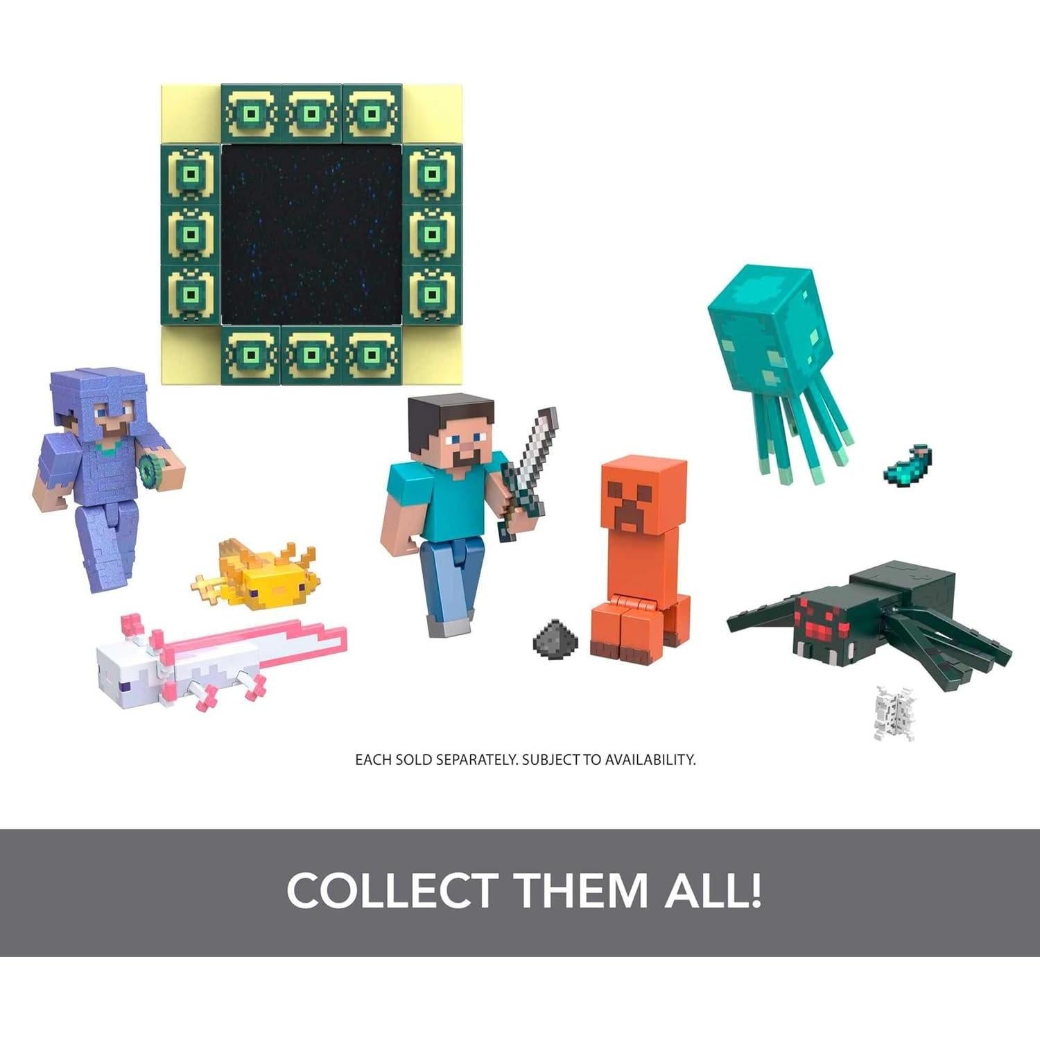 Figura de Acción Steve Minecraft Mattel 8.25 cm con Portal