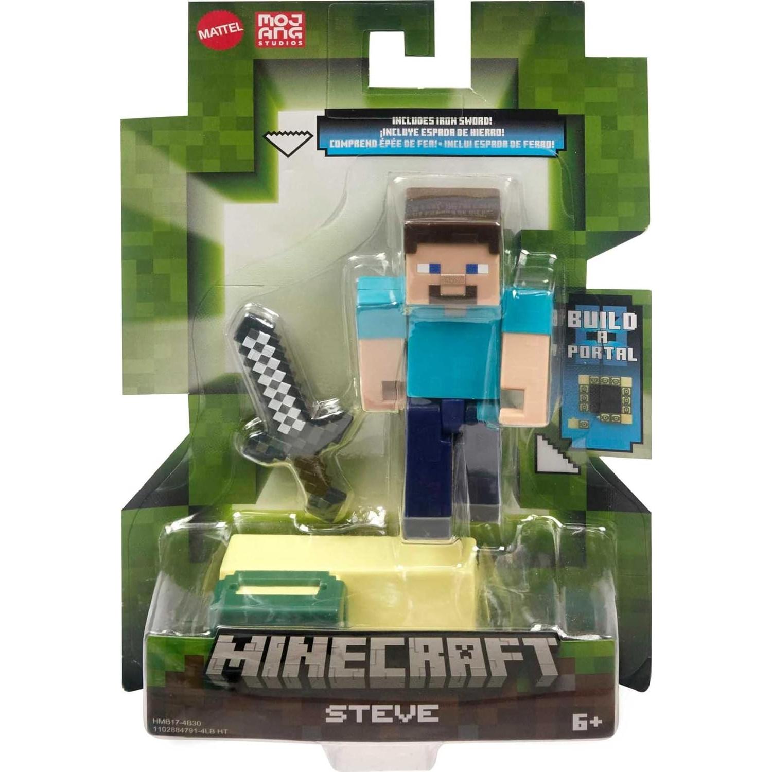Figura de Acción Steve Minecraft Mattel 8.25 cm con Portal
