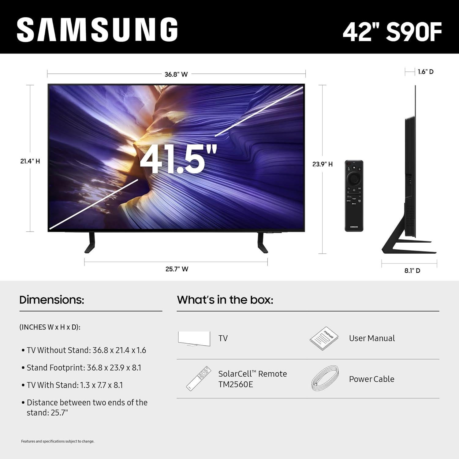 Televisor OLED Samsung S90F 42" 4K HDR AI NQ4 Gen3