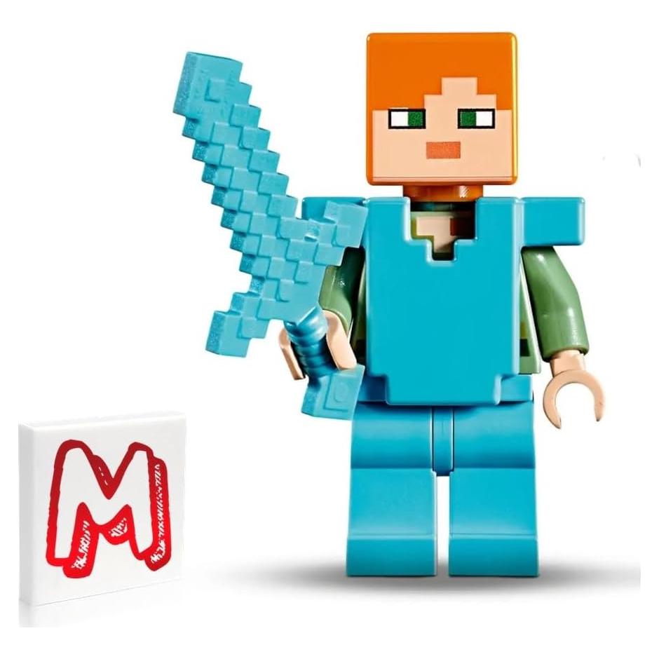 MiniFigura LEGO Minecraft Alex con Armadura Azul y Espada