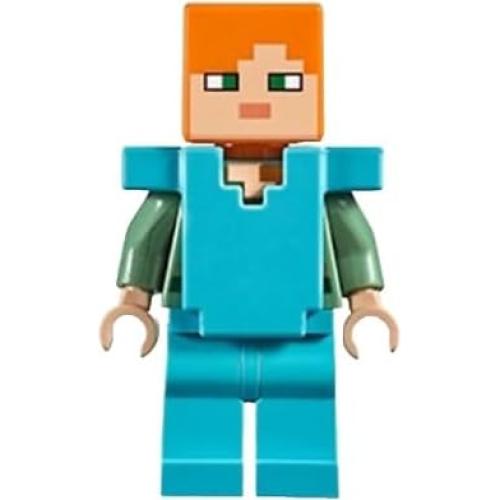 MiniFigura LEGO Minecraft Alex con Armadura Azul y Espada