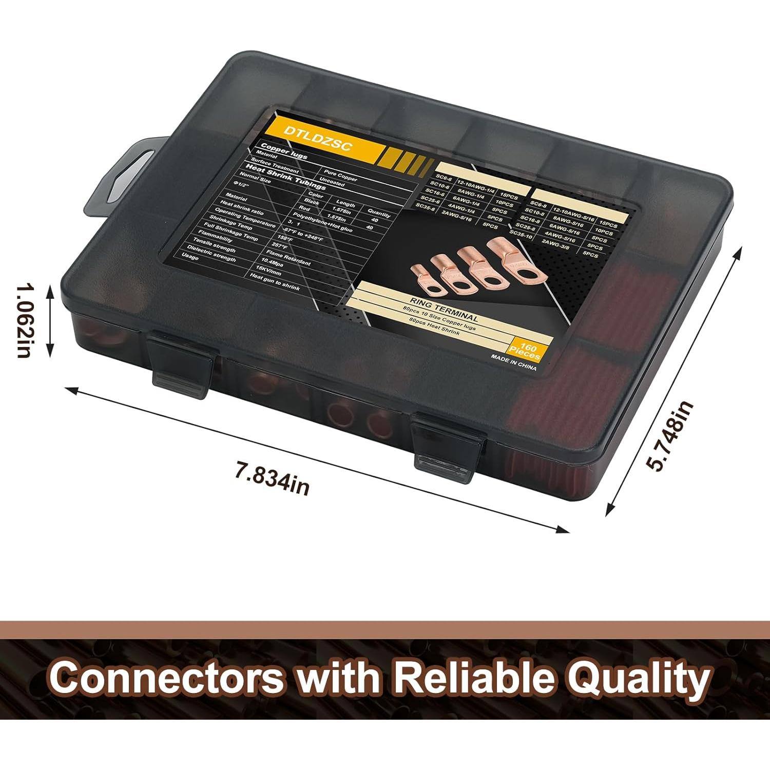 Conectores de Cobre Engrosados DTLDZSC 160 Piezas AWG 2-12