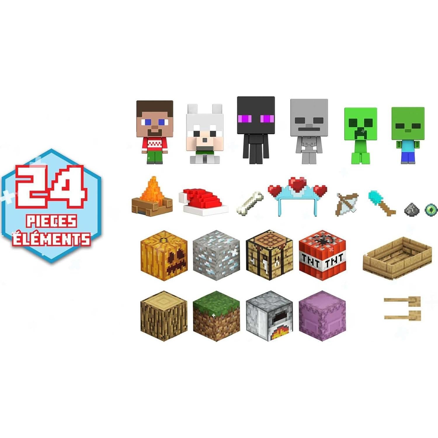 Calendario de Adviento Minecraft Mattel con 24 Sorpresas y Figuras