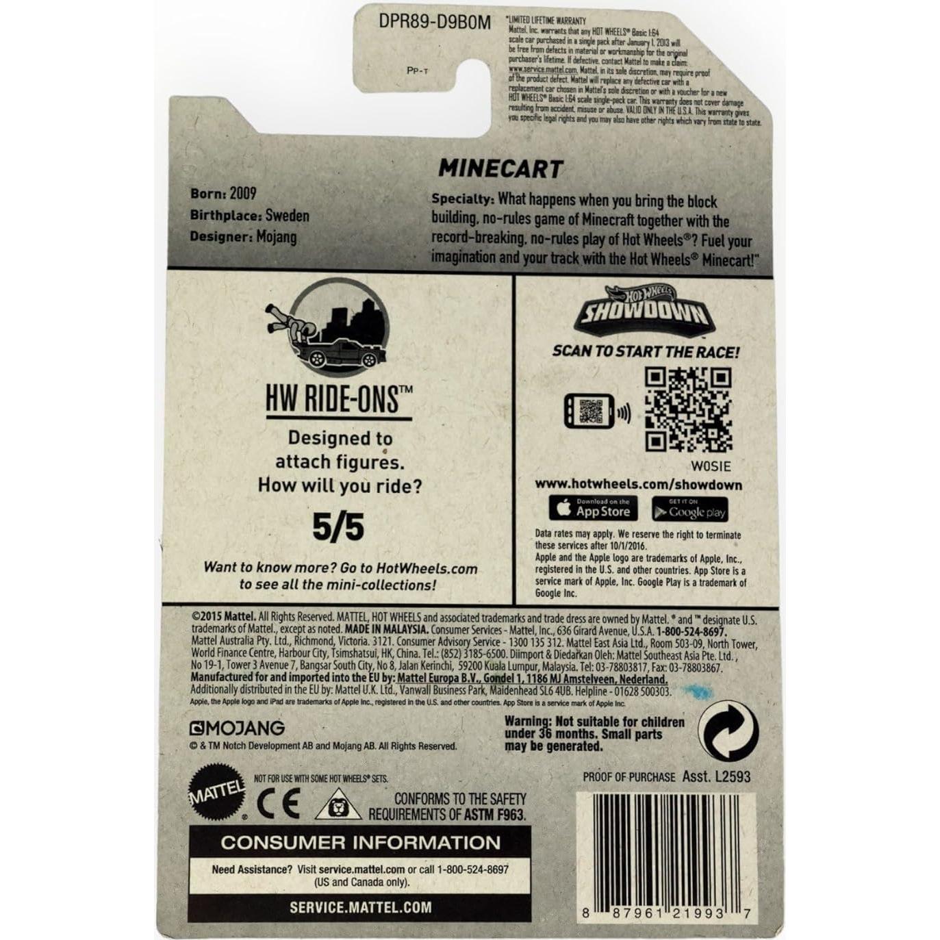 Carrito Hot Wheels Minecraft 1:64 Mattel Metal 60.78g