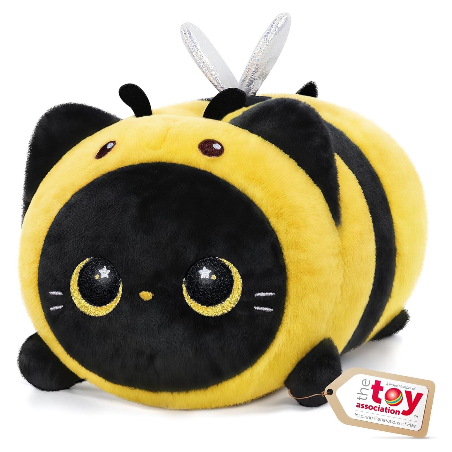 Almohada de Peluche Gato Negro Abeja Mewaii 20 cm Suave